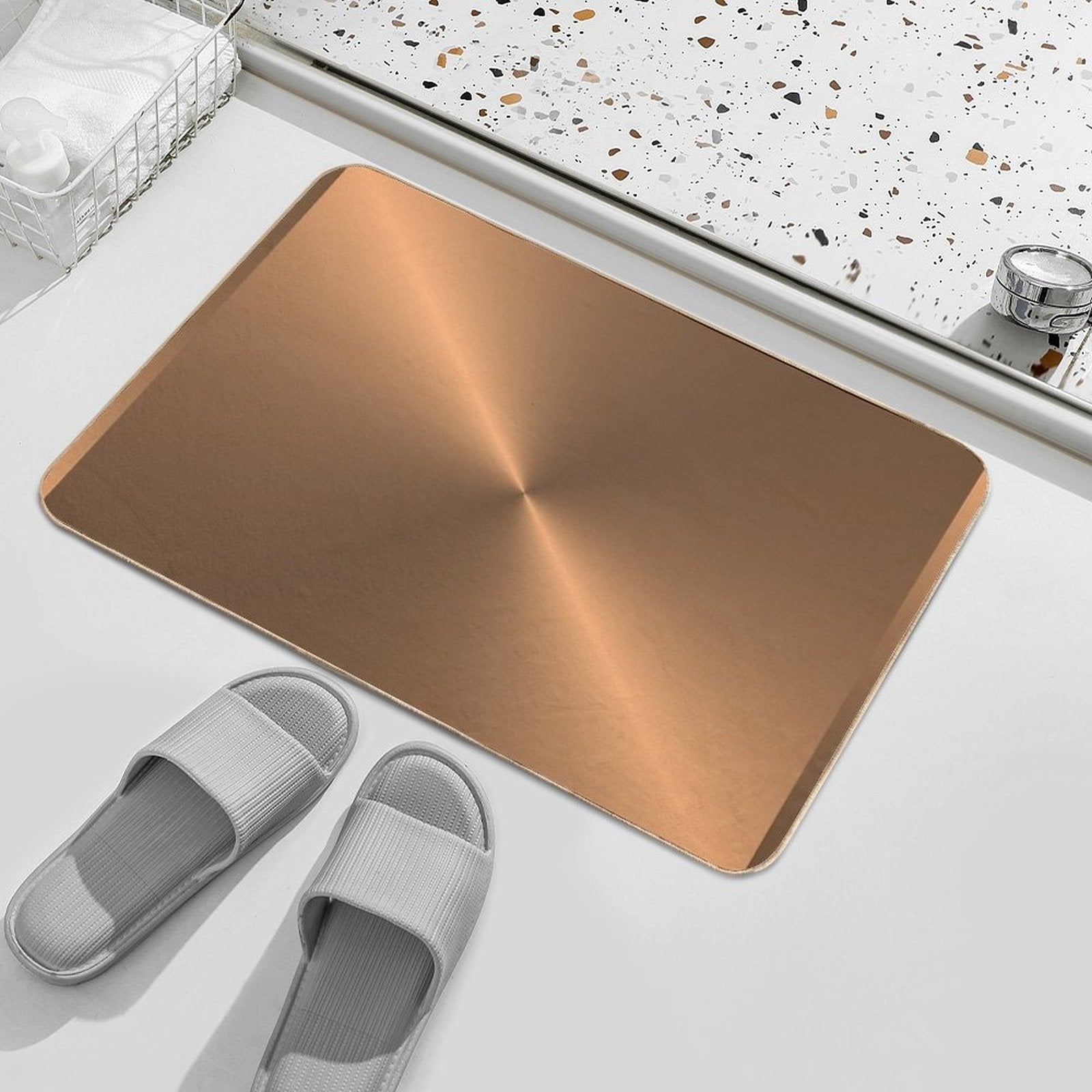 Brushed Copper Illustration  Non-Slip Bath Mat