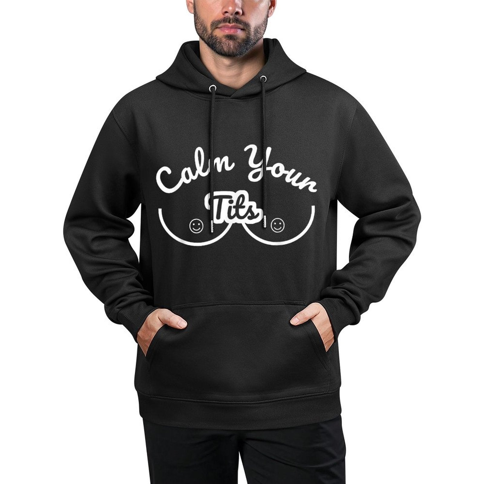 Calm Your Tits - Funny Meme Sayings Adjustable Hood Hoodie