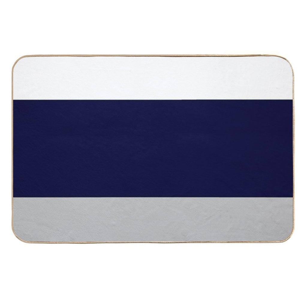 Three Color Stripes Silver Gray Navy Blue And White  Non-Slip Bath Mat