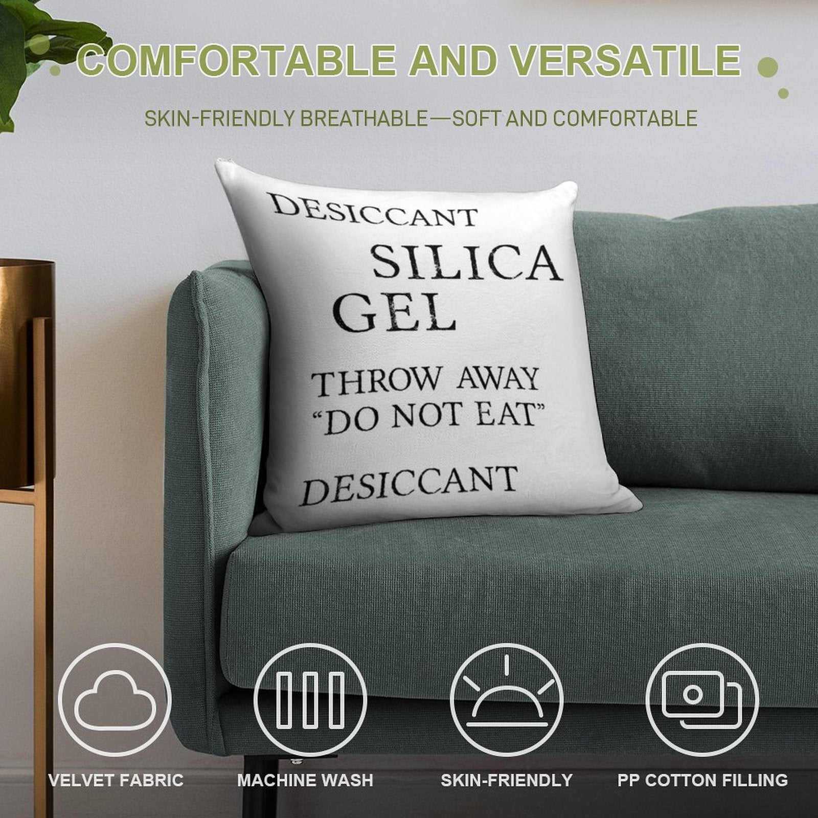 Silica Gel Desiccant Do No Eat (correct) Soft High-Density Material Throw Pillow