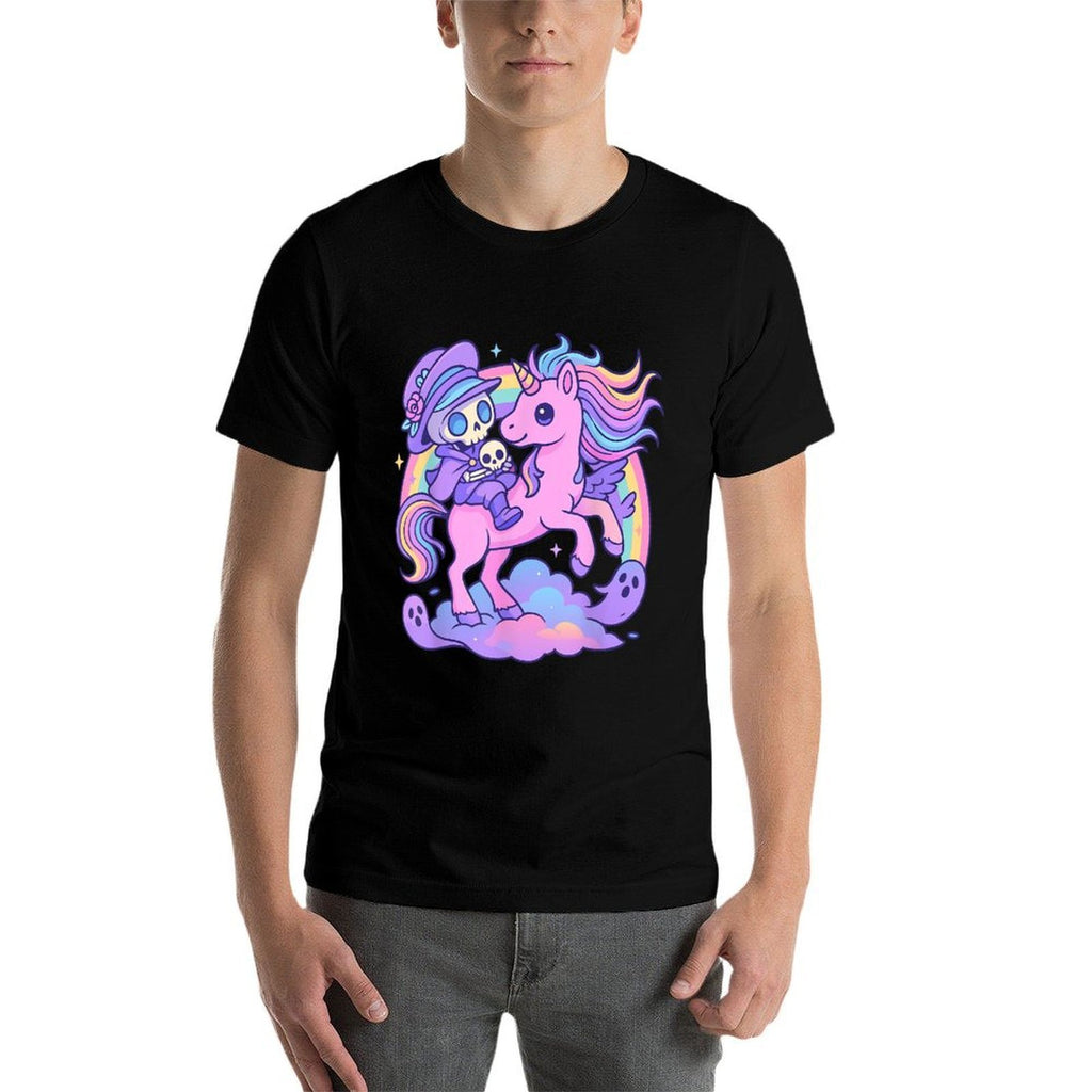 Pastel Goth Skeleton Rider  Unicorn - Kawaii Gothic Comfortable T-Shirt