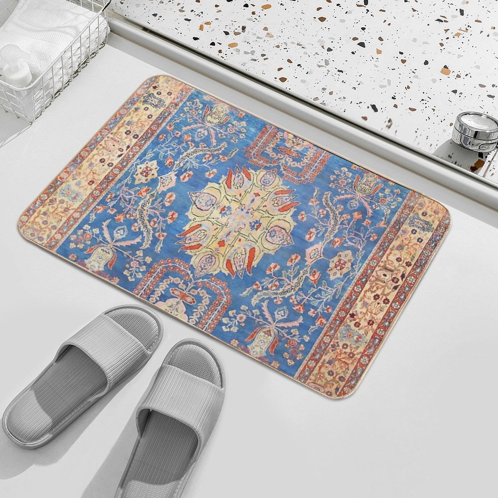 Persian Sultanabad Antique Rug Print  Anti-Trip Bath Mat
