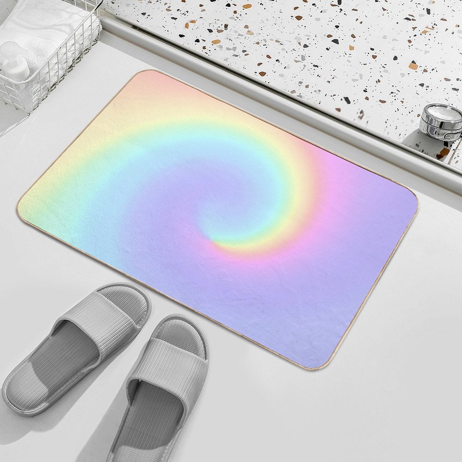 Light Pastel Rainbow Spiral  Odorless Bath Mat