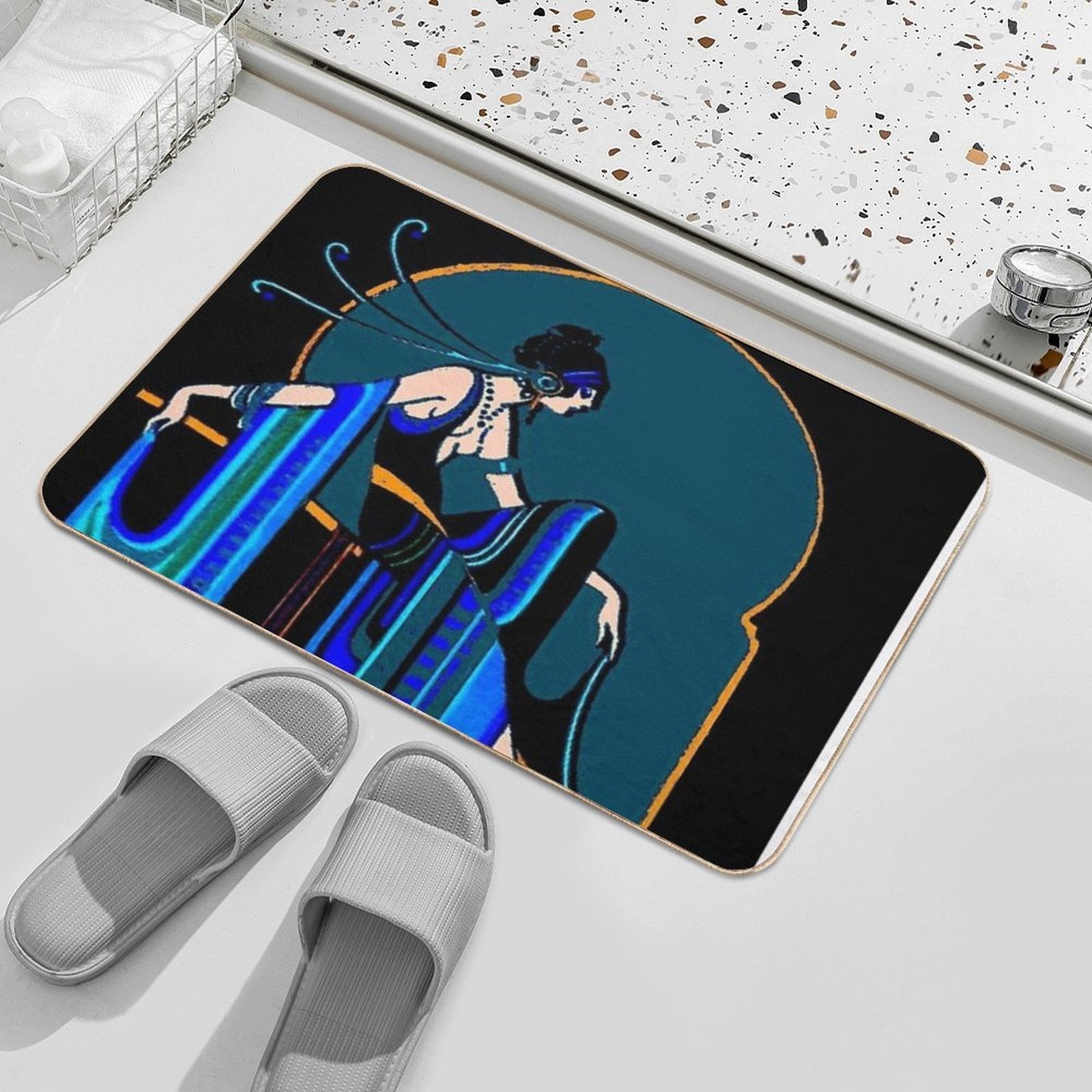 FLAPPER  Vintage 1920 Art Deco Beautiful Print  Absorbent Bath Mat