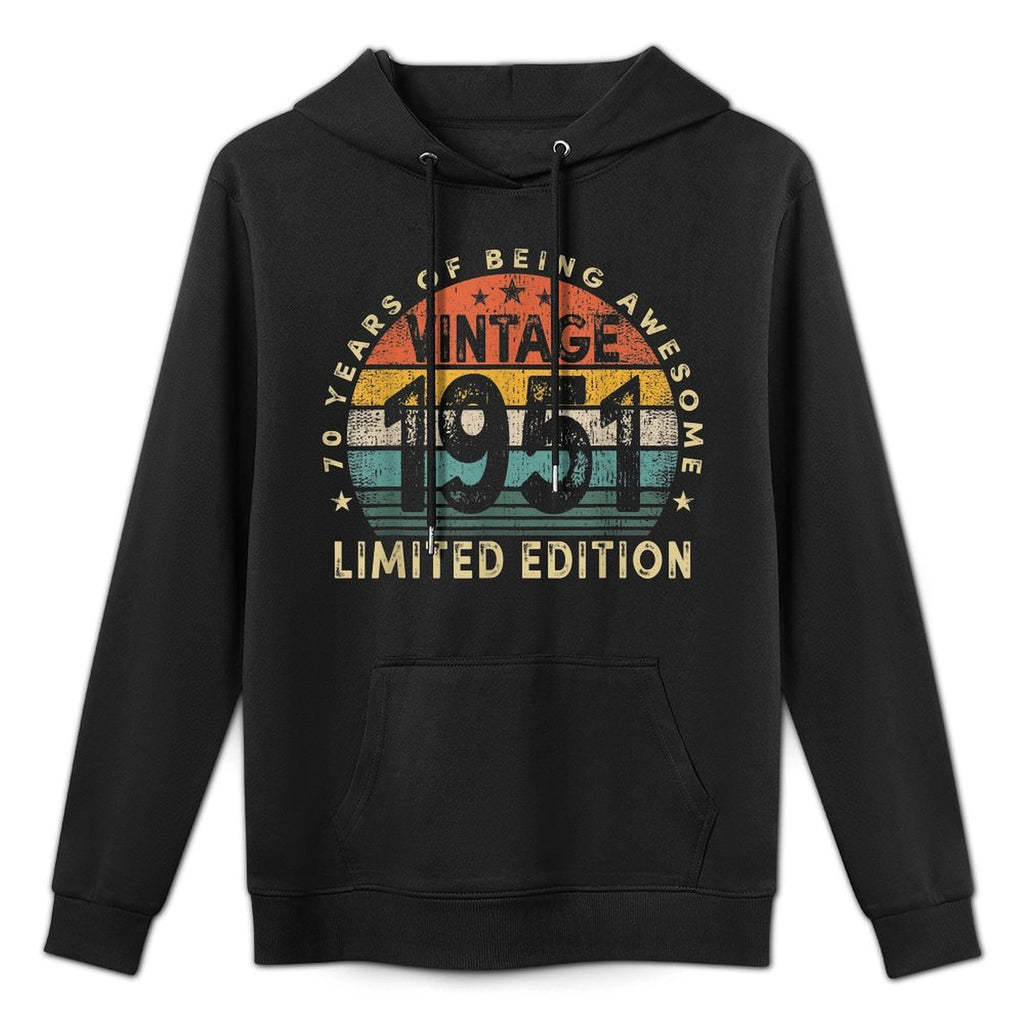 70 Year Old Vintage 1951 Limited Edition 70th Birthday Cotton-Polyester Blend Hoodie