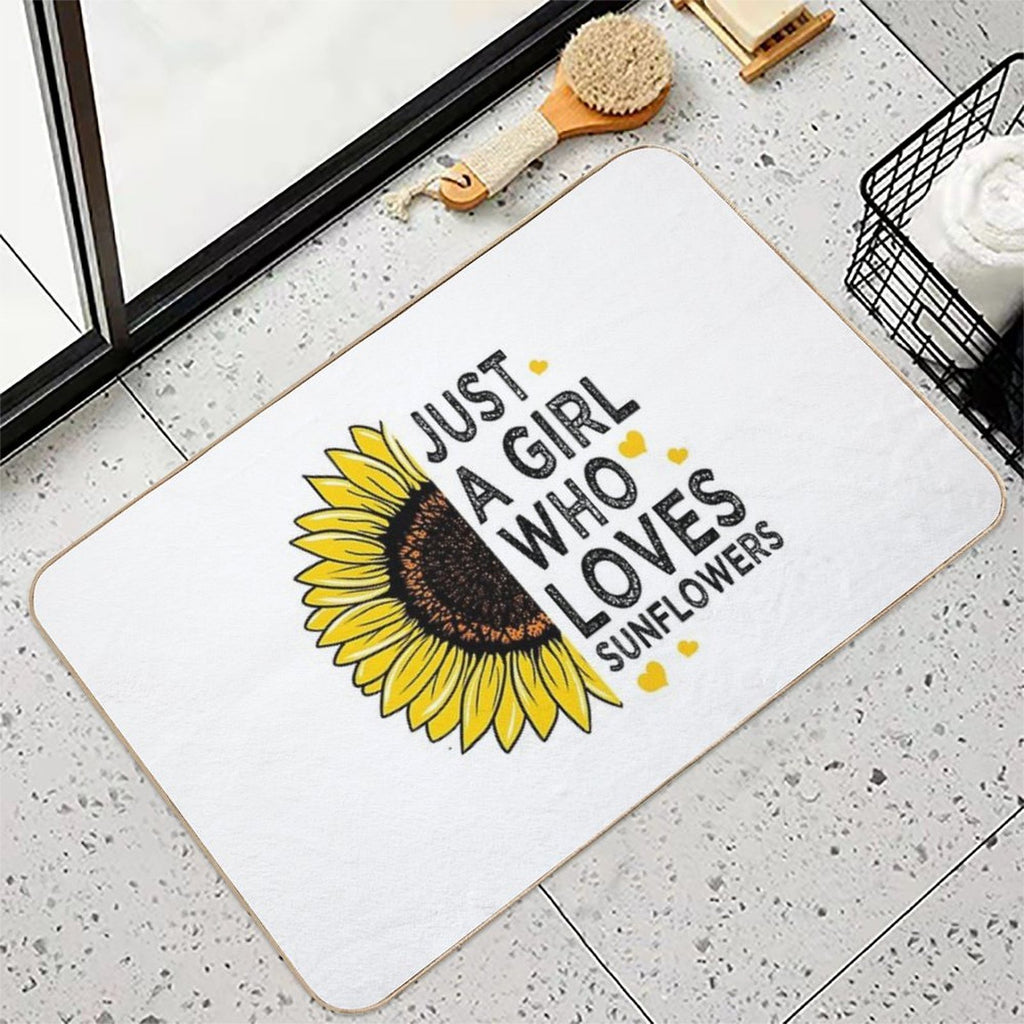 Just A Girl Who Loves Sunflowers  Slip-Resistant Bath Mat