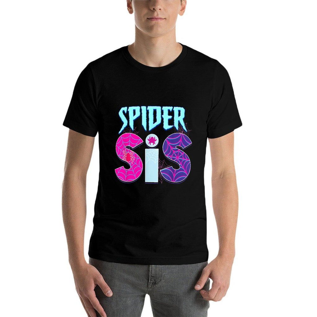 Kids Girls Spider Sis Matching Birthday Family Party Cute  Ribbed Collar T-Shirt