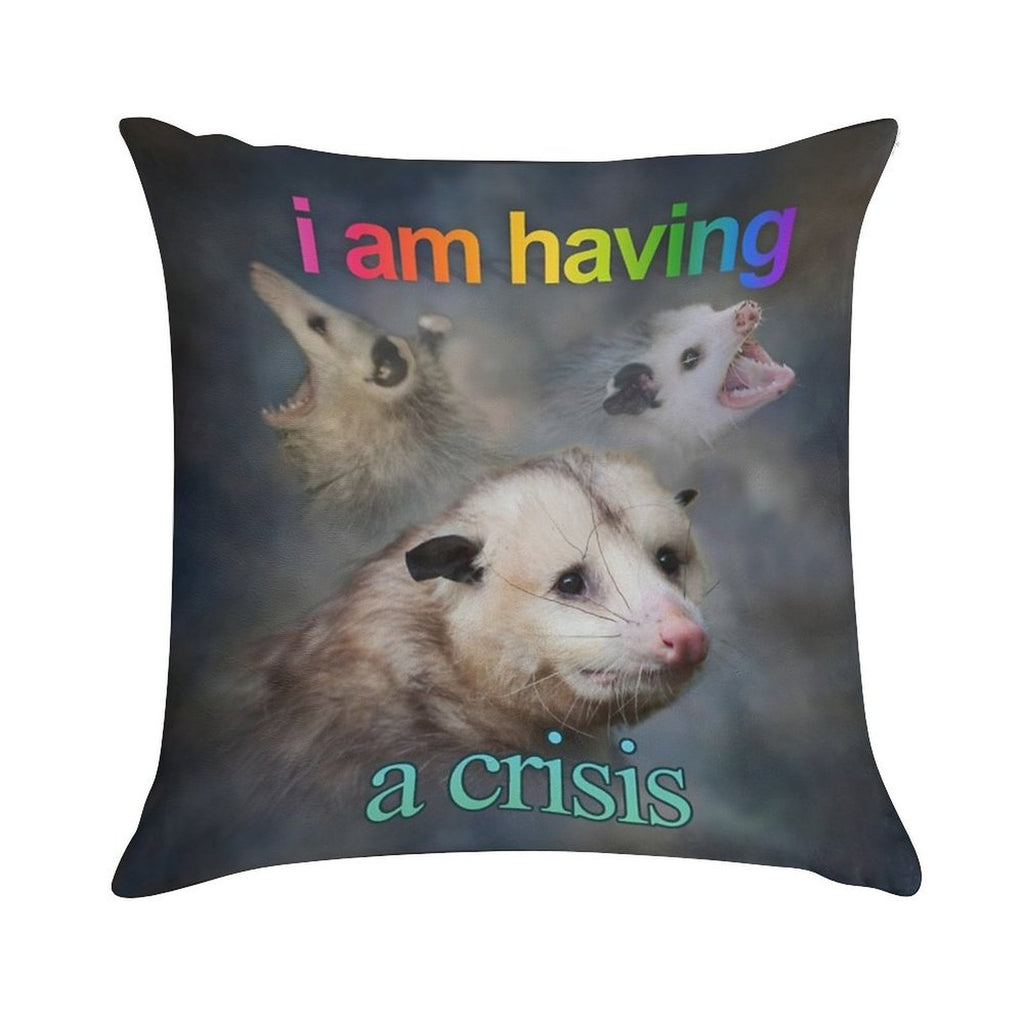 I Am Having A Crisis Possum Word Art Soft Luxury Feel Throw Pillow