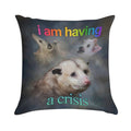 I Am Having A Crisis Possum Word Art Soft Luxury Feel Throw Pillow