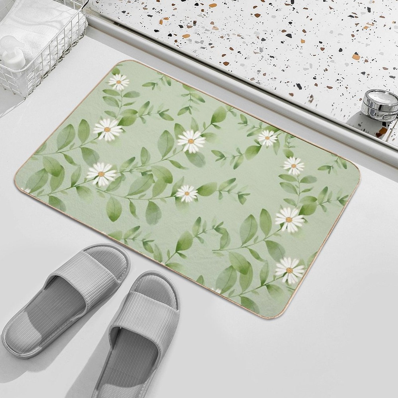 Plants  Flowers  Easy To Clean Bath Mat
