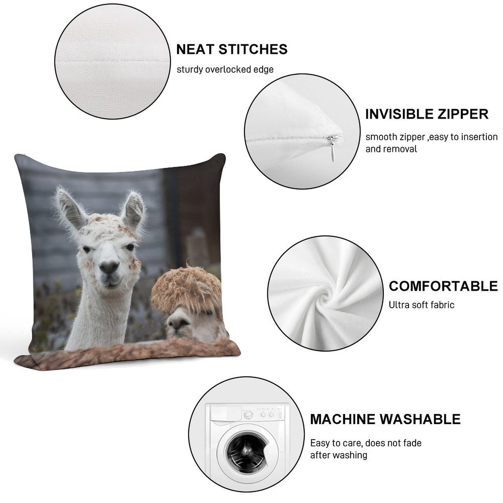 Curious Alpacas Cute Animals Soft Style Accent Throw Pillow