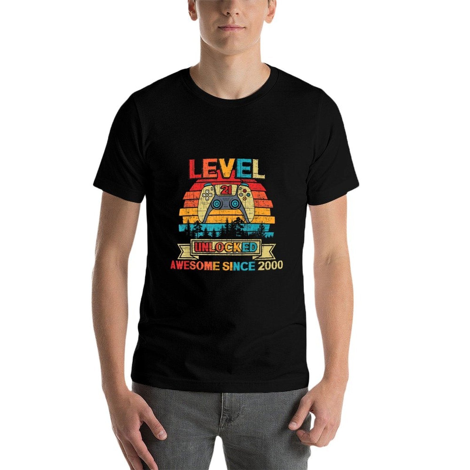 Level 21 Unlocked Awesome 2000 Funny Gamer 21st Birthday  Durable T-Shirt