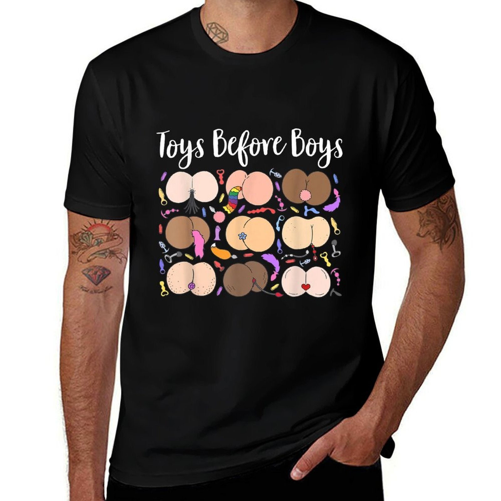 Women Funny Embarrassing Toys Before Boys Fun Adult Humour  Rolled Sleeves T-Shirt