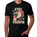 American USA Law Enforcement State Trooper  High-quality Stitching T-Shirt