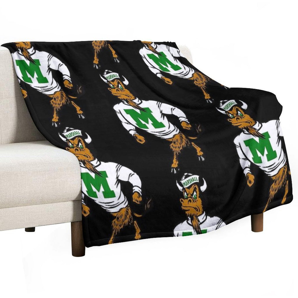 Marshal U. Vintage Retro Mascot Logo Easy Care Throw Blanket