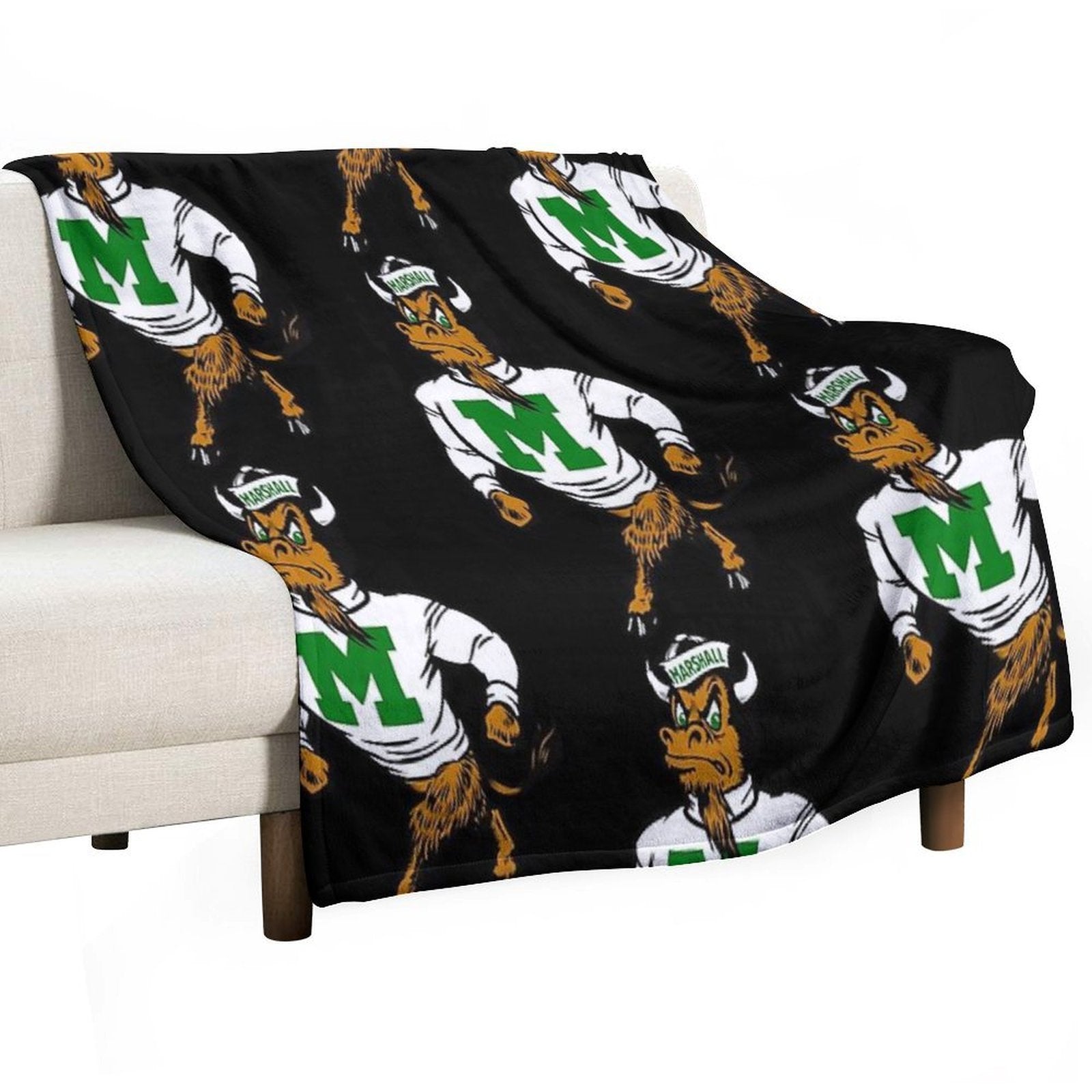 Marshal U. Vintage Retro Mascot Logo Easy Care Throw Blanket