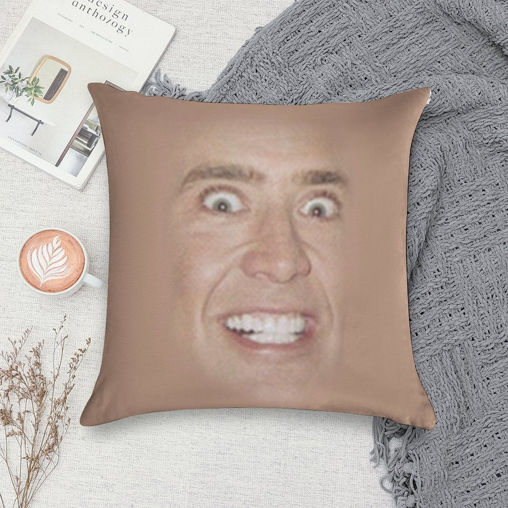 Nicholas Cage Face Pattern Soft Skin-Friendly Throw Pillow