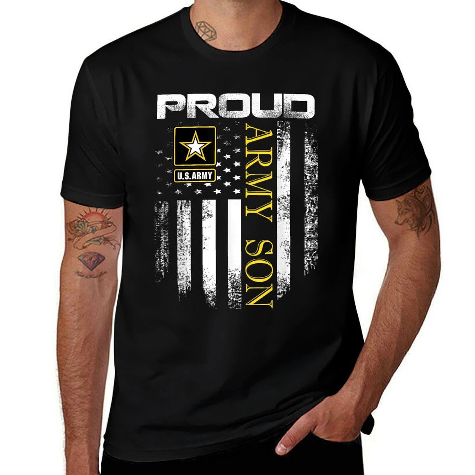 Vintage Proud Army Son With American Gift  Soft T-Shirt