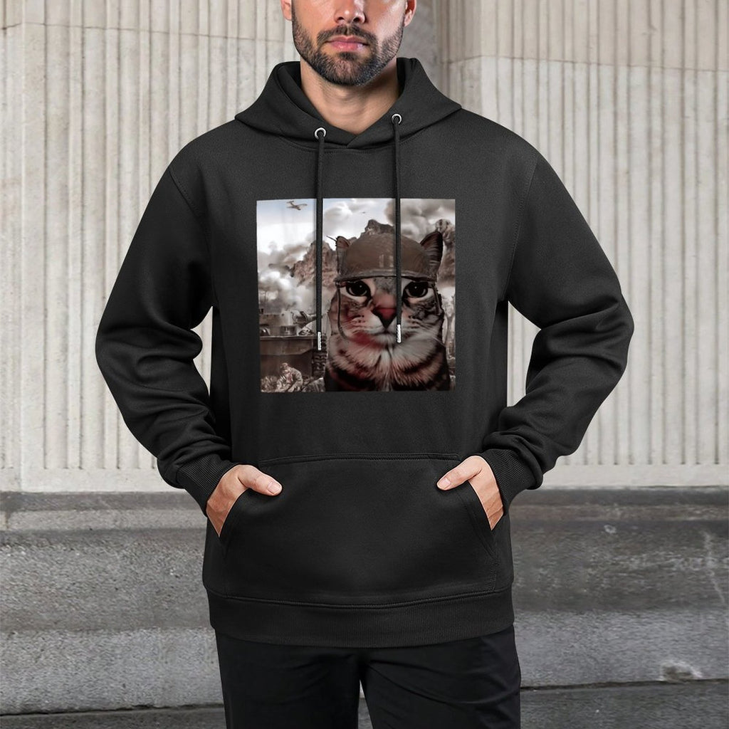 Funny Gen Alpha Meme Soldier Cat Hilarious World War Joke Easy Care Hoodie
