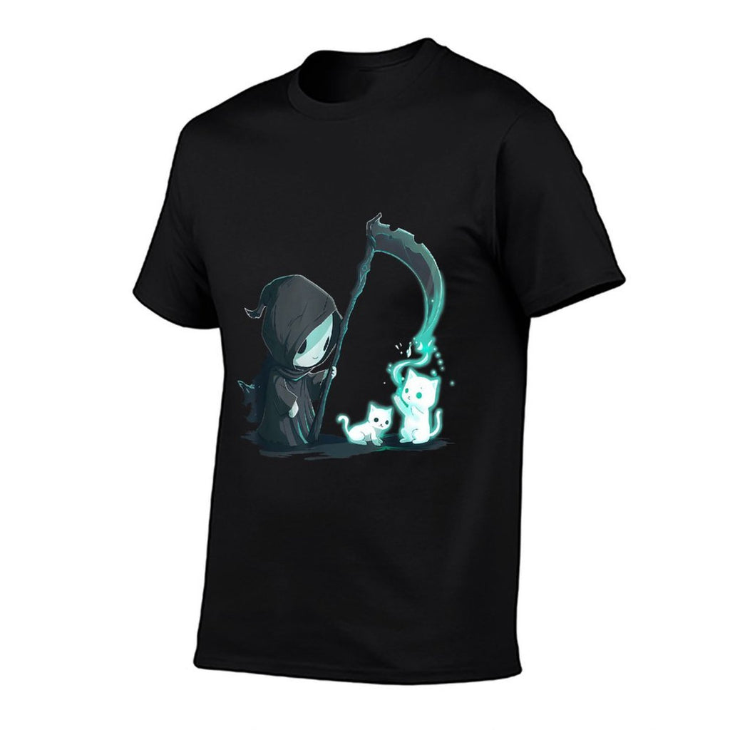 Cute Grim Reaper Skeleton With Cat Ghost Kawaii Pastel Goth  Eco-friendly Material T-Shirt