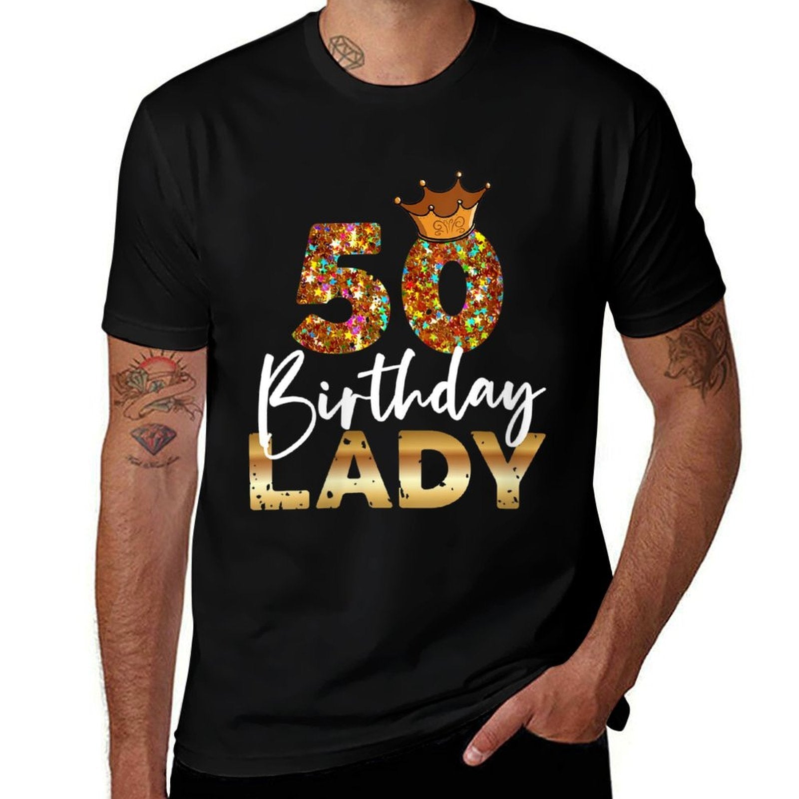 Womens 50th Birthday Lady for Her Fiftieth Bday Woman  Stretchy T-Shirt