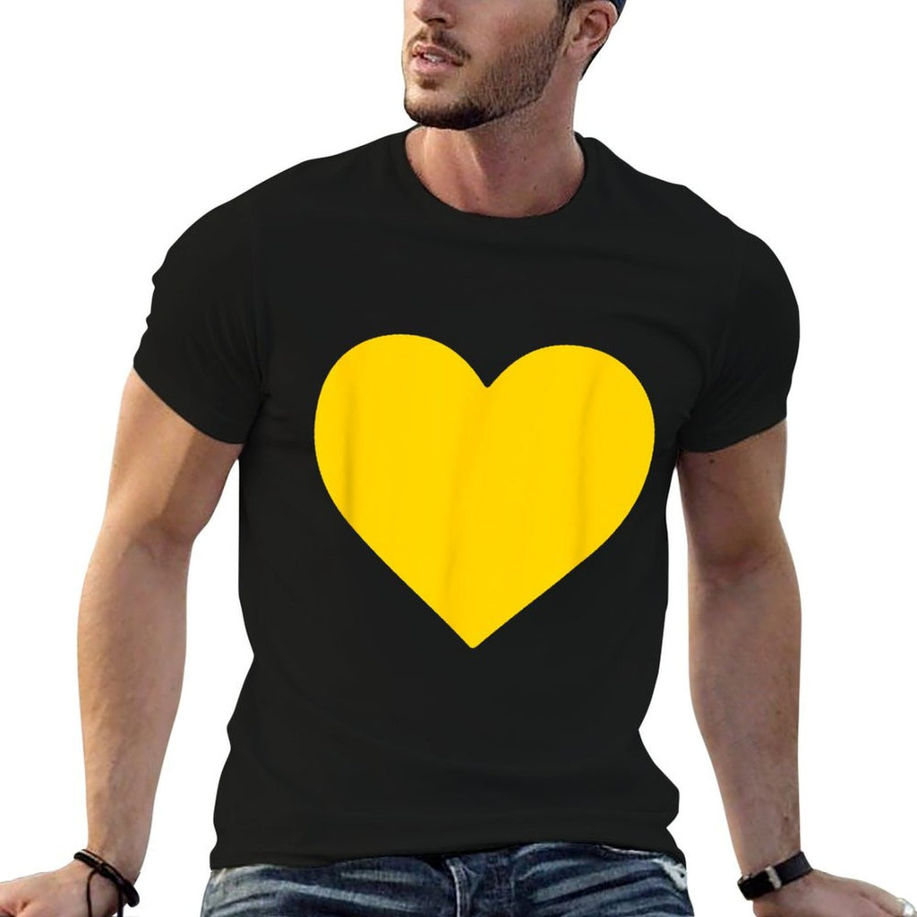 Es Designs Unisex-Adults Yellow Heart Modern Classic Fit, Black, Small  Soft T-Shirt