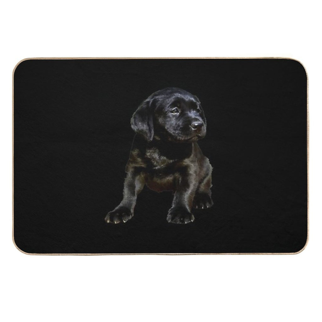 Adorable And Cute Black Labrador Sitting Puppy Vector  Anti-Trip Bath Mat