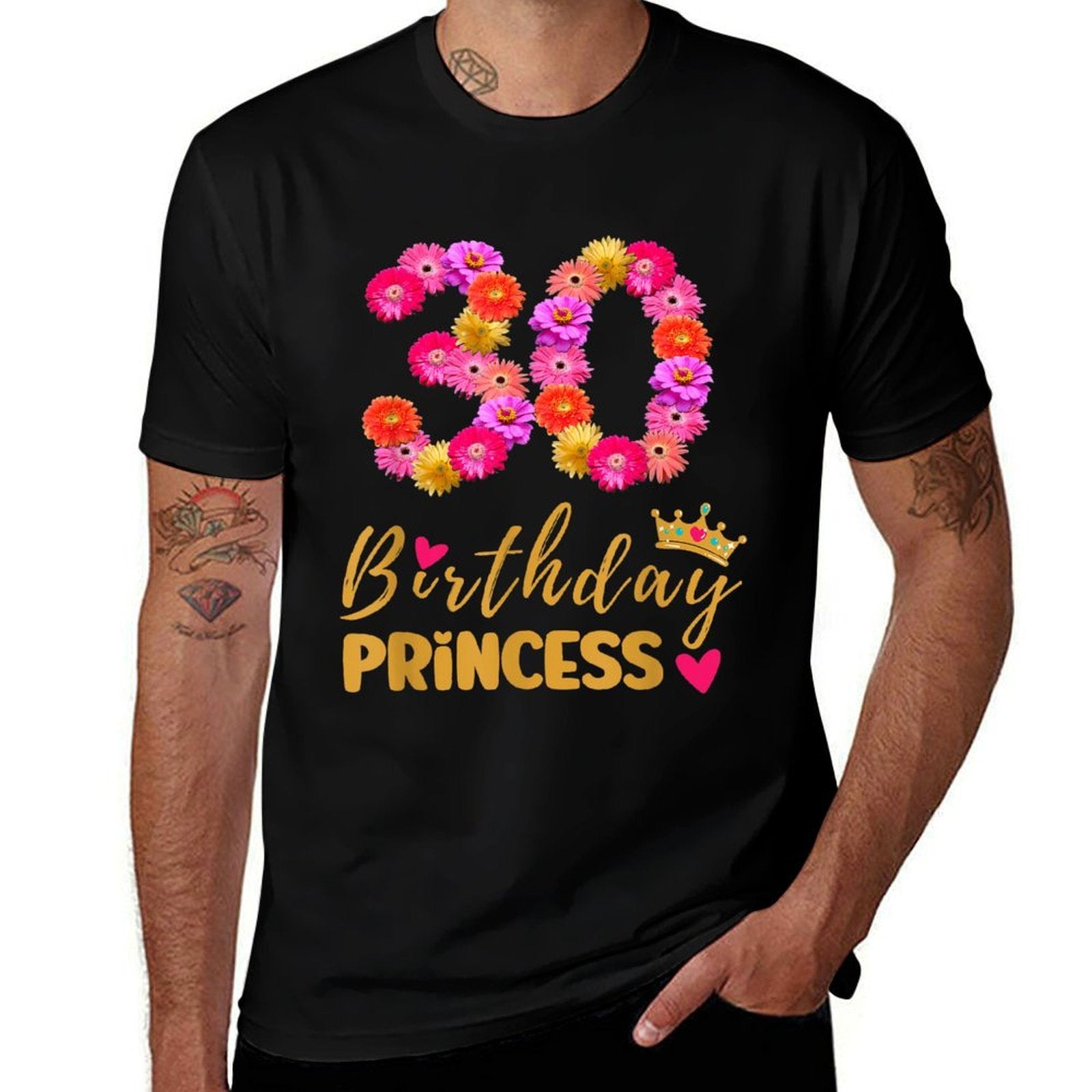 30 Year Old Birthday Princess Flower Its My 30th Birthday  Rolled Sleeves T-Shirt