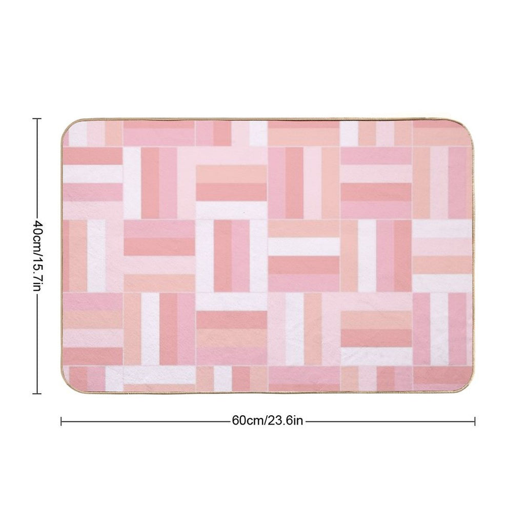 Pink Vibes Basketweave Pattern  Long-Lasting Bath Mat