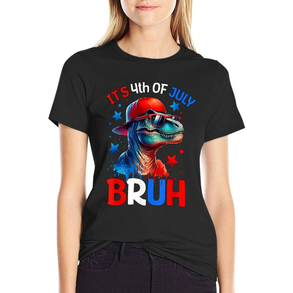 Bruh 4th Of July Boys Kids Fourth Of July Trex Dinosaur  High-quality Stitching T-Shirt