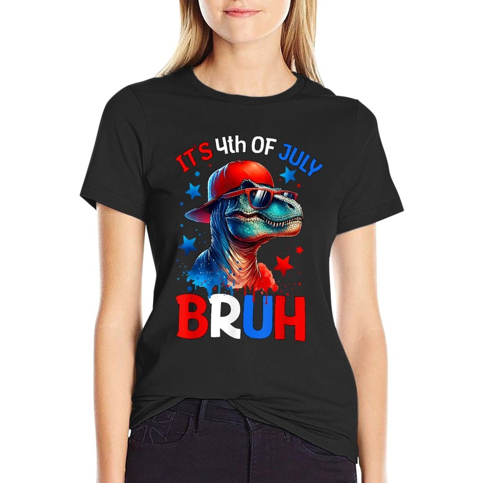 Bruh 4th Of July Boys Kids Fourth Of July Trex Dinosaur  High-quality Stitching T-Shirt