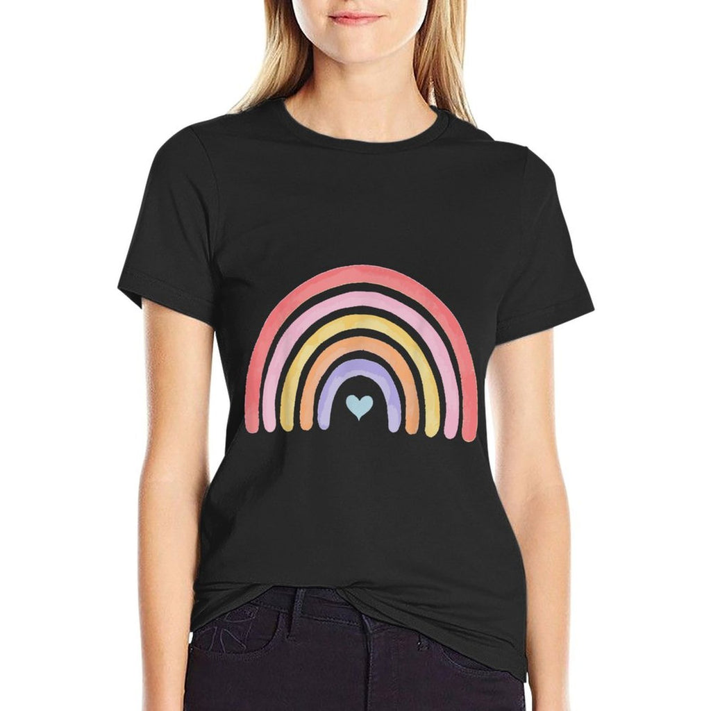 Cute Pastel Watercolor Rainbow  Oversized Silhouette T-Shirt