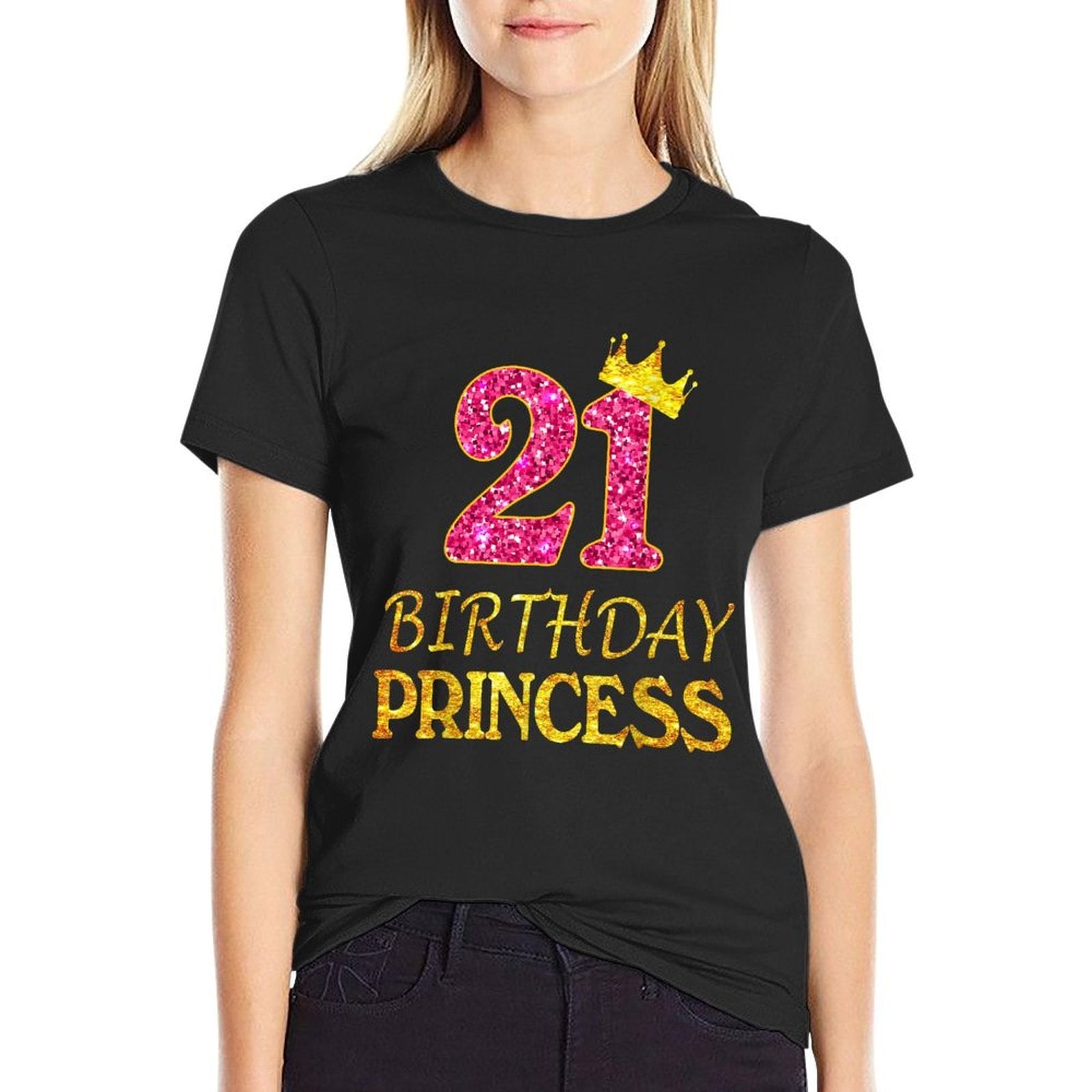 Crown 21st Birthday Princess Girl 21 Years Old 21st Gi  Oversized Silhouette T-Shirt