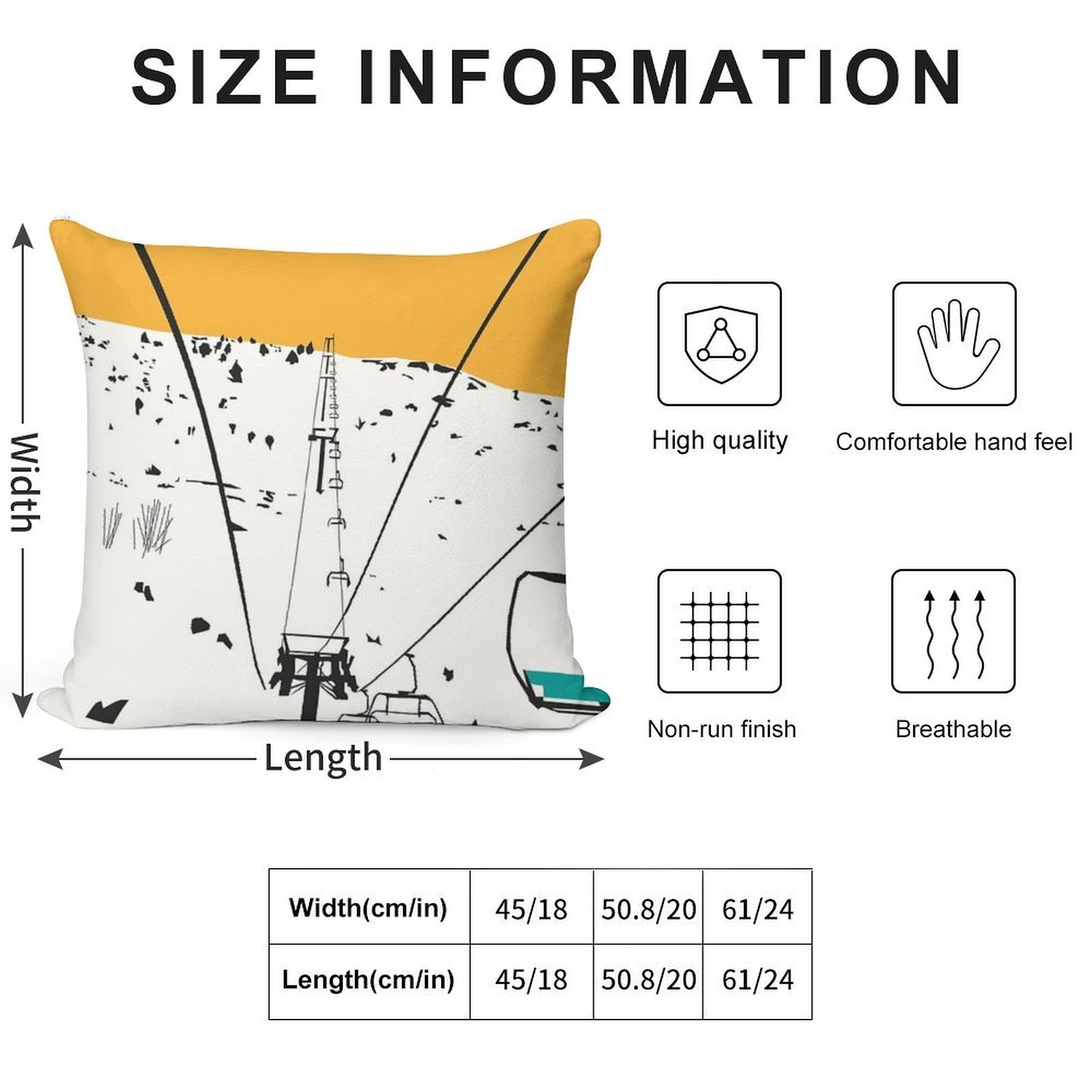 Ski Soft Hidden Zipper Throw Pillow