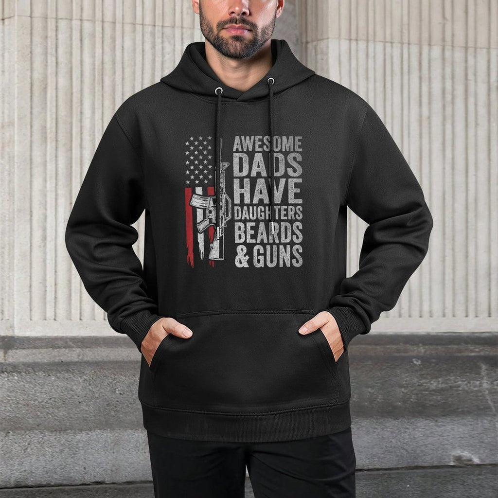 Awesome Dads Have Daughters Beards And Guns Fathers Day Dad Easy Care Hoodie