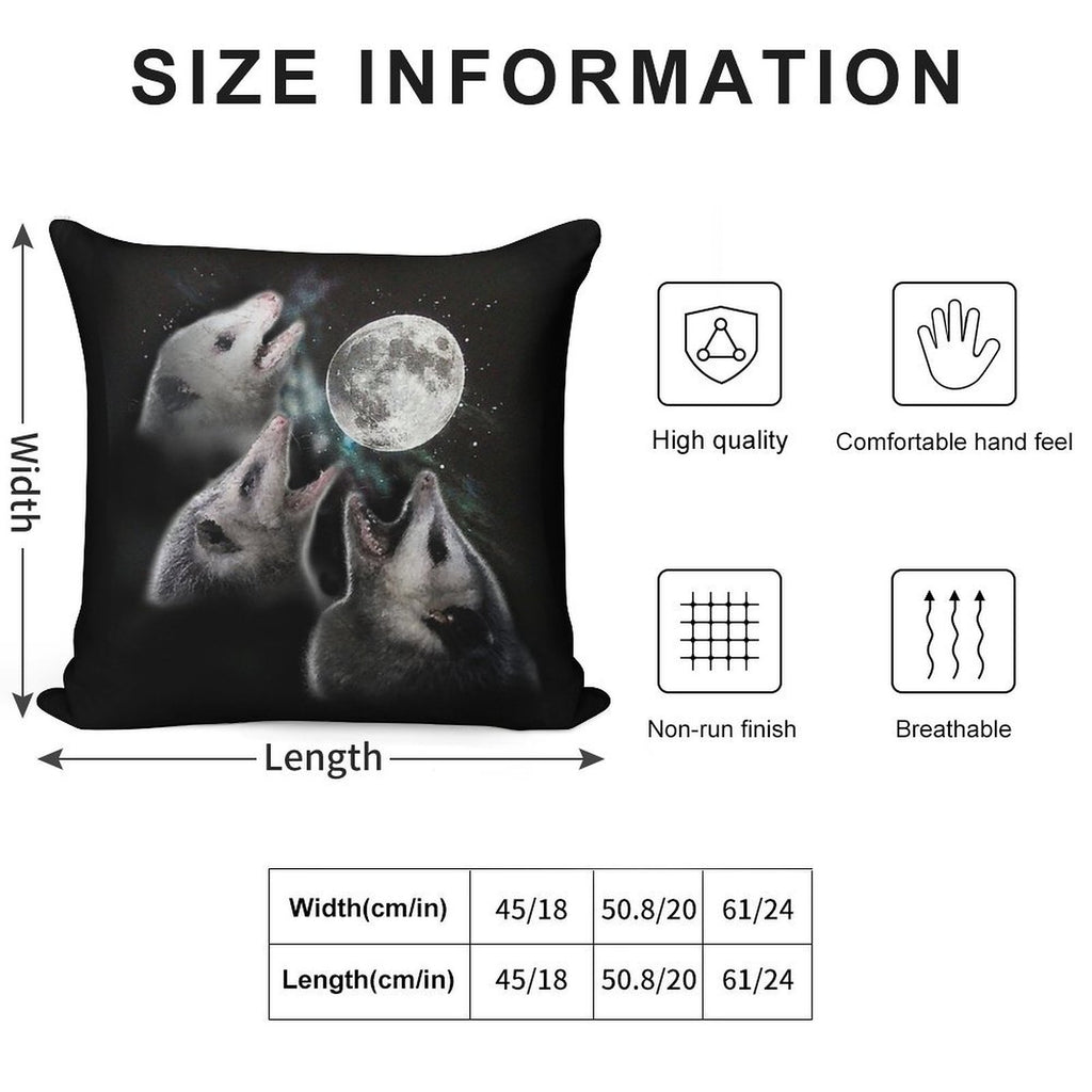 3 Opossum Moon Soft Fade-Resistant Throw Pillow