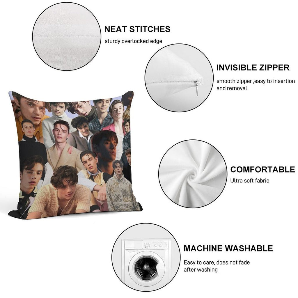 Louis Partridge Collage Soft Luxury Feel Throw Pillow