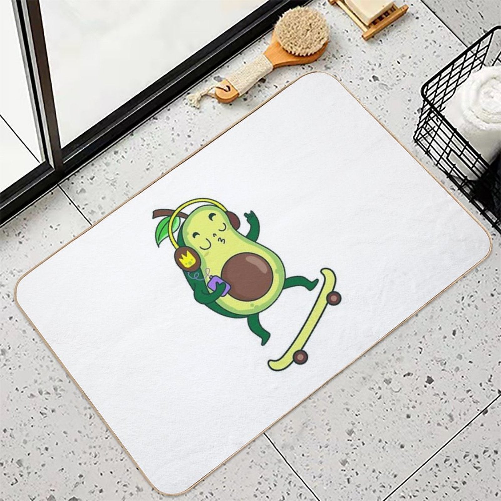 Avocado Funky Skater Bath Mat Durable Bath Mat