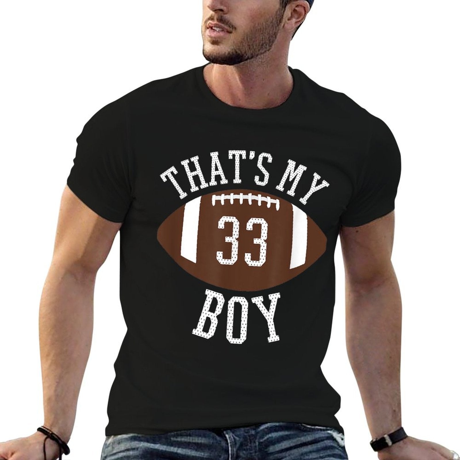 Thats My Boy #33 Football Number 33 Jersey Football Mom Dad  Oversized Silhouette T-Shirt