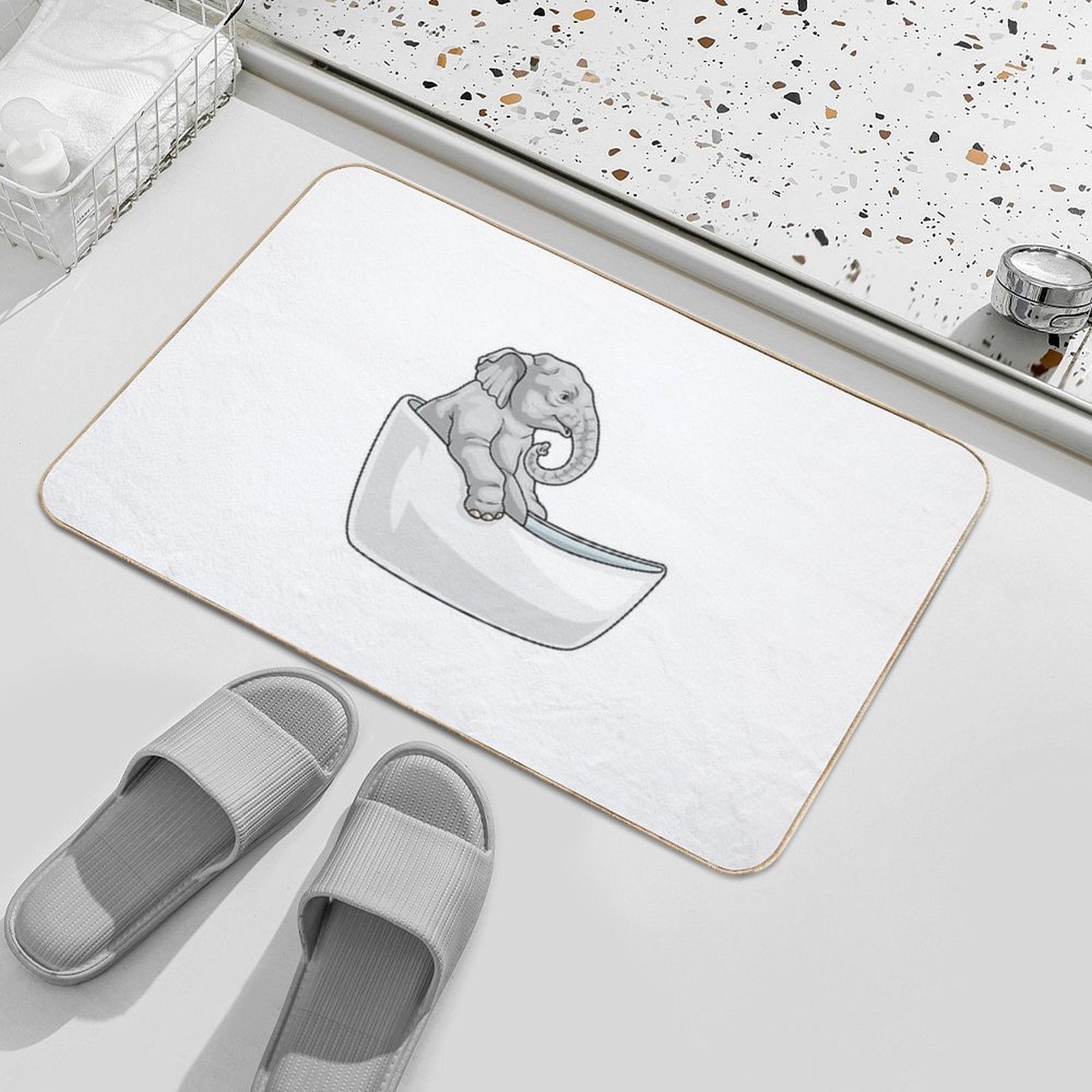 Elephant Bathe Bathtub Durable Bath Mat
