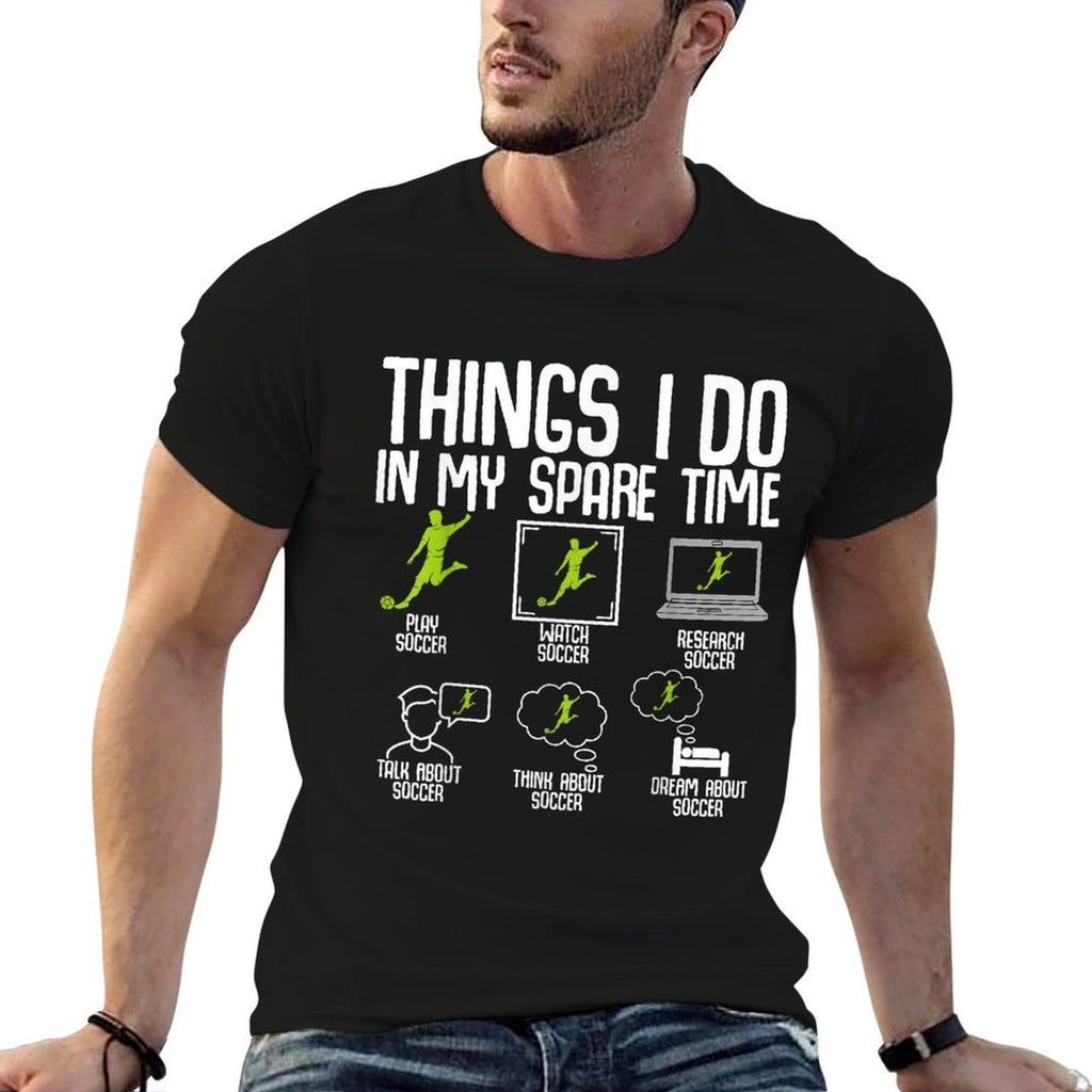 Things I Do in My Spare Time Soccer Boys Kids Youth Men  Rolled Sleeves T-Shirt