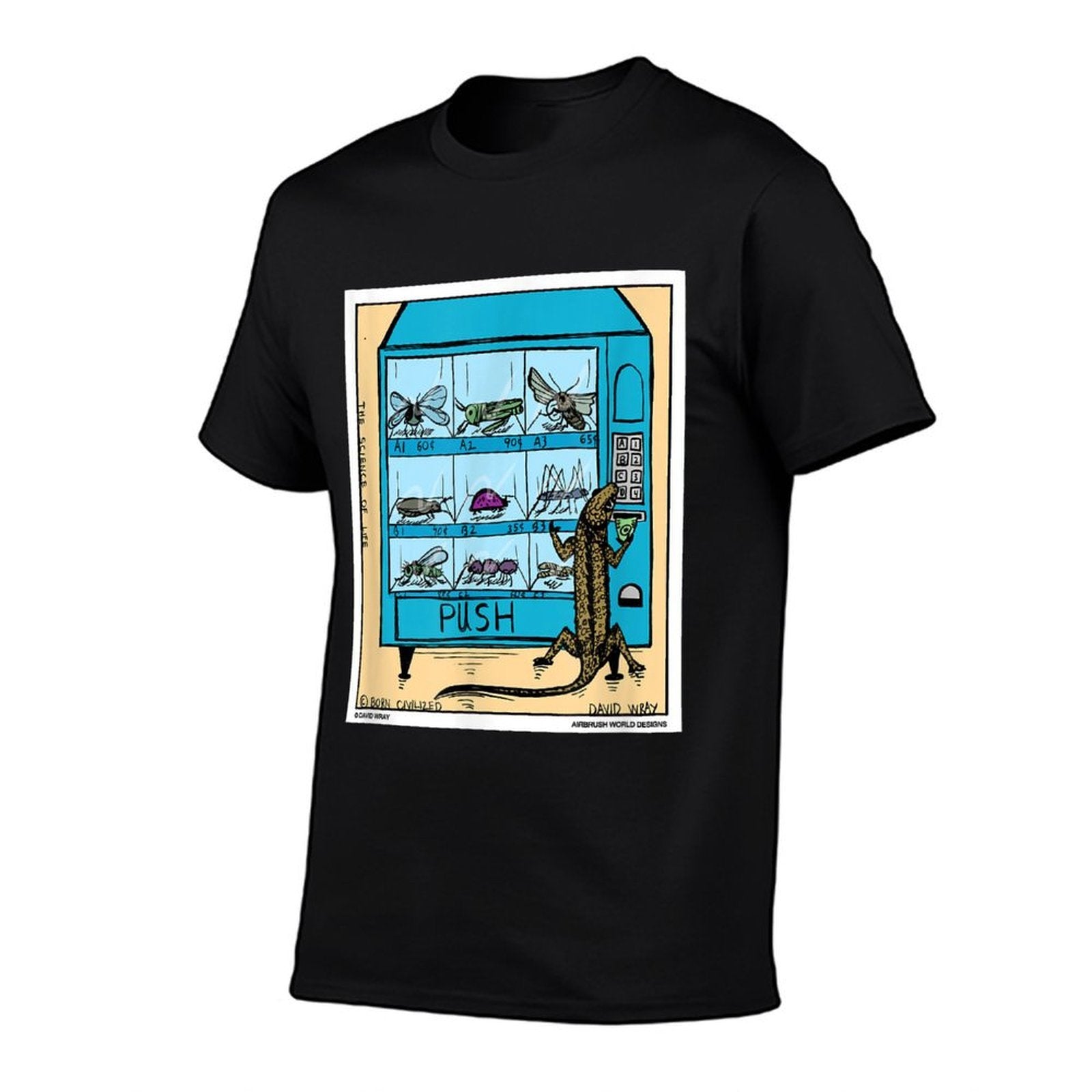 Lizard Using Insect Vending Machine Funny Reptile Gift  Heathered Texture T-Shirt