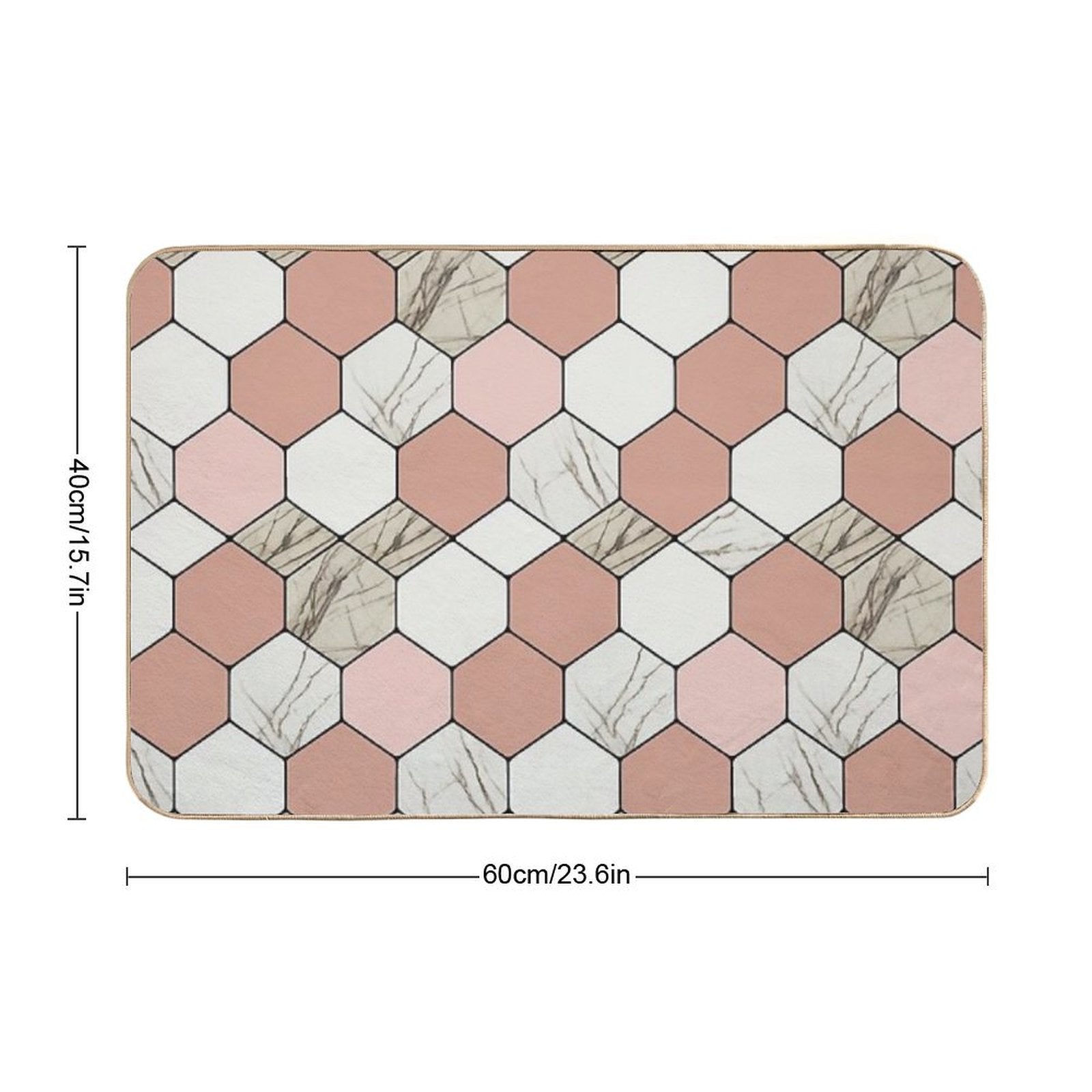 Pink Marble Pattern  Easy To Clean Bath Mat