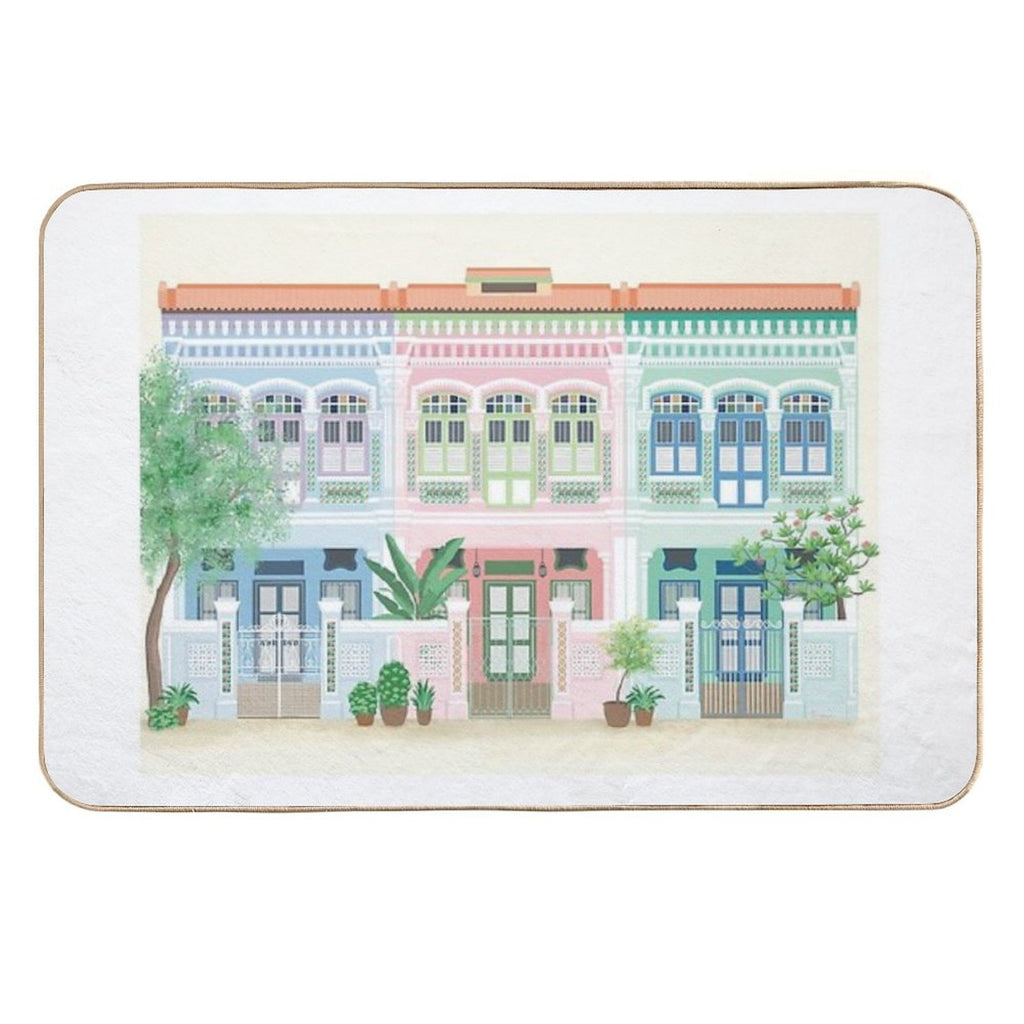 Peranakan Shophouses in Singapore  Stain-Proof Bath Mat
