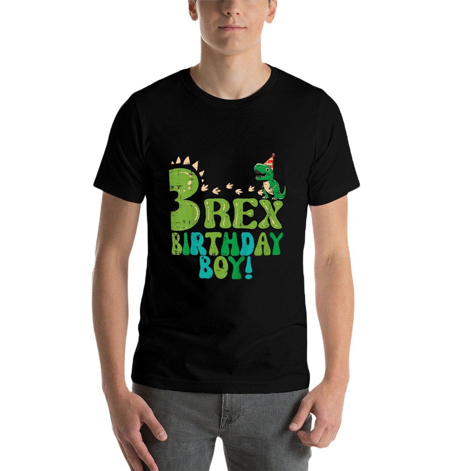 Kids 3 Rex Birthday Boy Dino 3rd Year Old Bday Party Boys Kids  Cotton T-Shirt