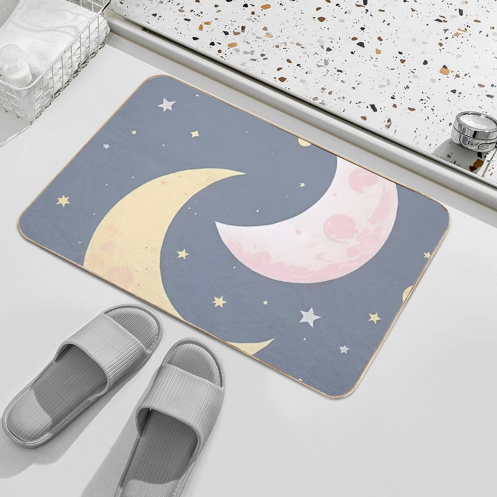 Cute Moon Vector- Ramadan  Fade-Resistant Bath Mat