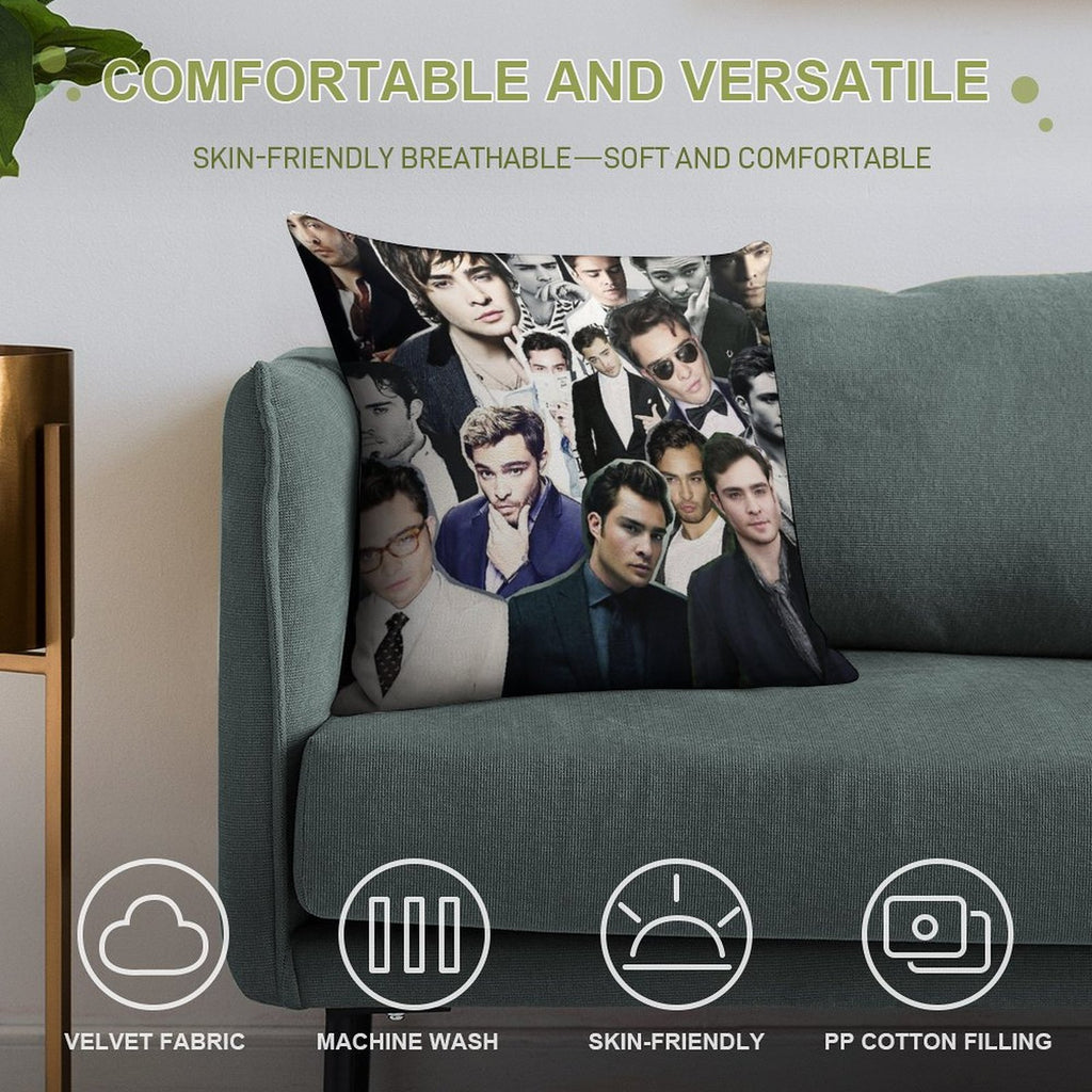 Ed Westwick Collage Soft Luxury Feel Throw Pillow