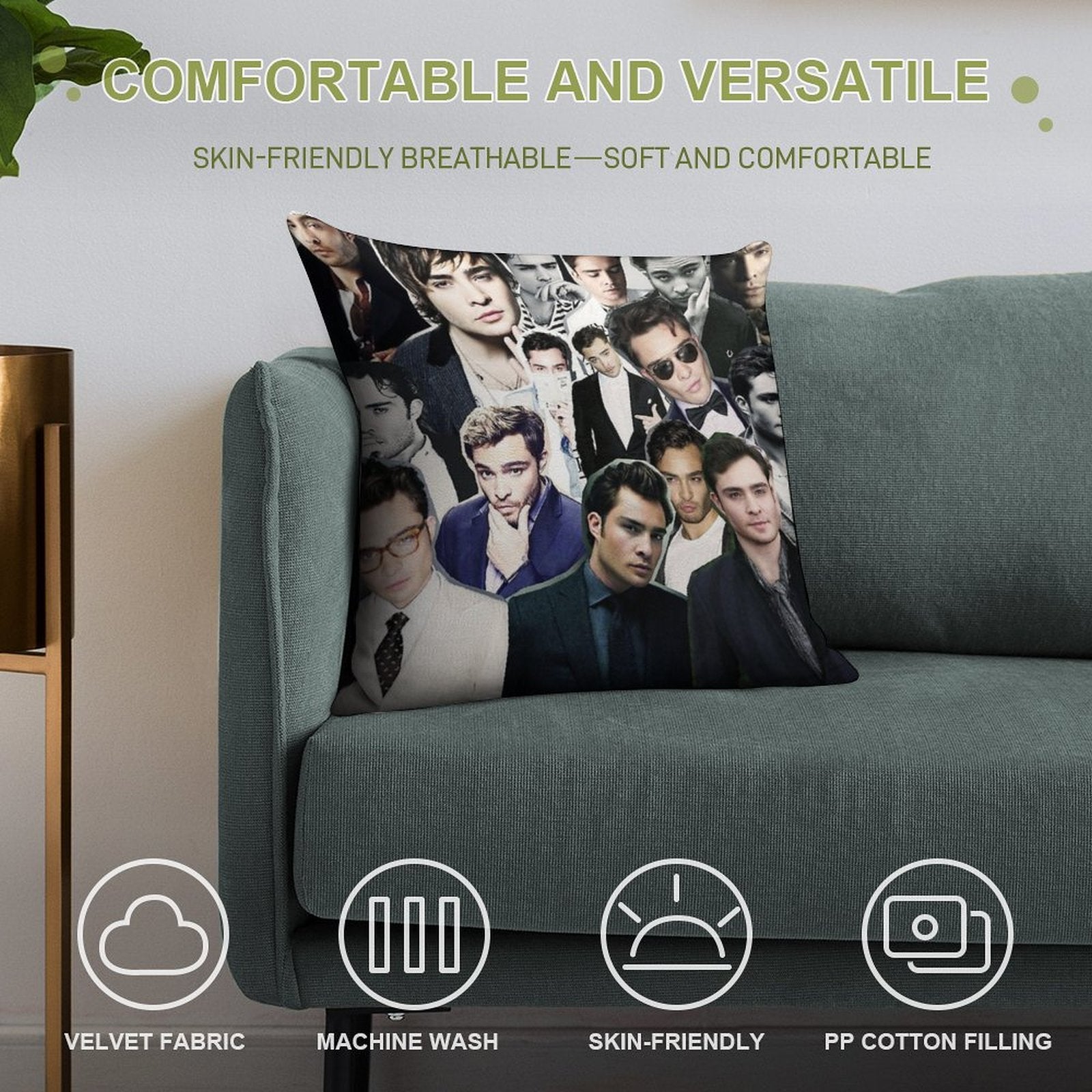 Ed Westwick Collage Soft Luxury Feel Throw Pillow