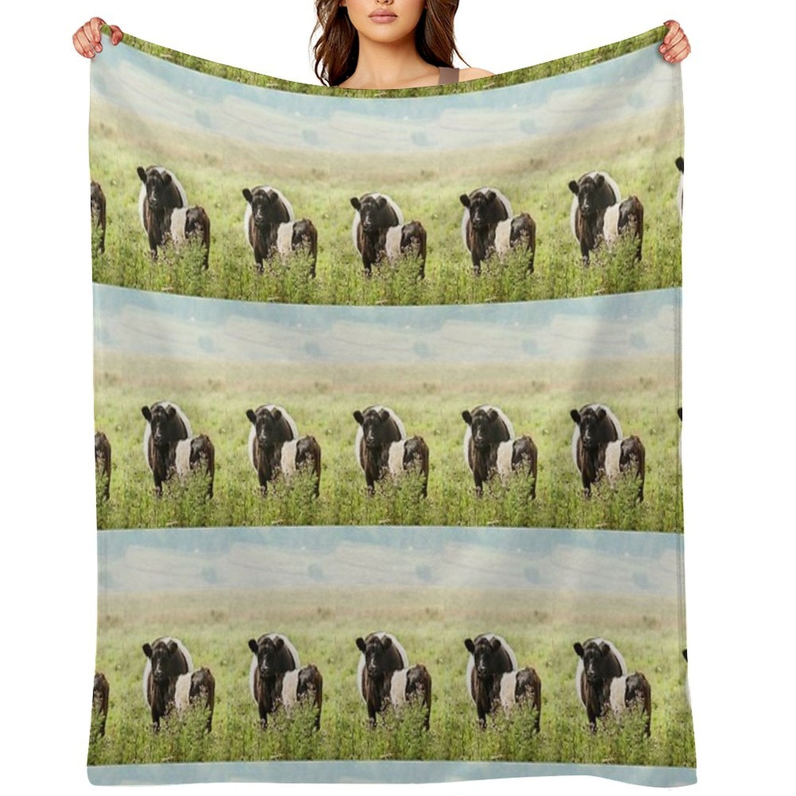 Belted Galloway Cow And Calf Compact Throw Blanket