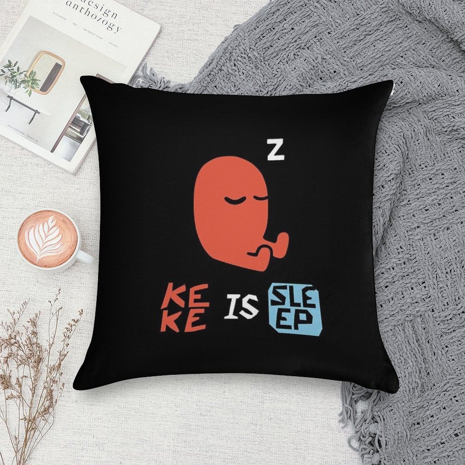 KEKE IS SLEEP Soft High-Density Material Throw Pillow